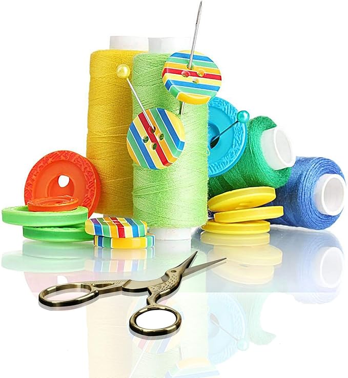 AQUEENLY Embroidery Scissors, Stainless Steel Sharp Stork Scissors for Sewing Crafting, Art Work, Threading, Needlework - DIY Tools Dressmaker Small Shears - 2 Pcs (3.6 Inches, Gold)