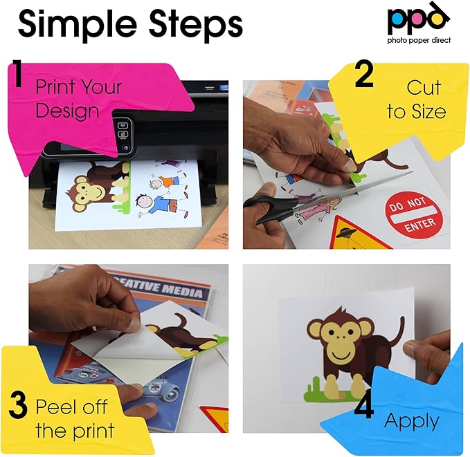 PPD Premium Printable Vinyl Sticker Paper for Inkjet Printer - 10 Sheets Matt Sticker Paper 8.5 x 11 - Self-Adhesive, Waterproof, Tear Resistant, Instant Dry - PPD-38-10