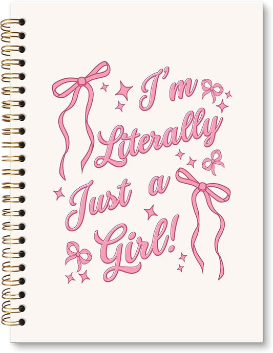 Coquette Preppy Pink Notebook Journal, I'm Literally Just a Girl Coquette Pink Bow Aesthetic Journal Notebooks for Note Taking, Girly Office Supplies, Preppy Spiral Notebook 5.5x8.3 Inch
