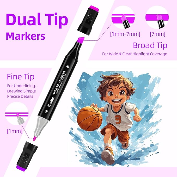 100 Colors Alcohol Markers for Adult Coloring Books, Dual Tip Art Markers with Brush Tip & Chisel Tips for Coloring, Illustrations, Drawing