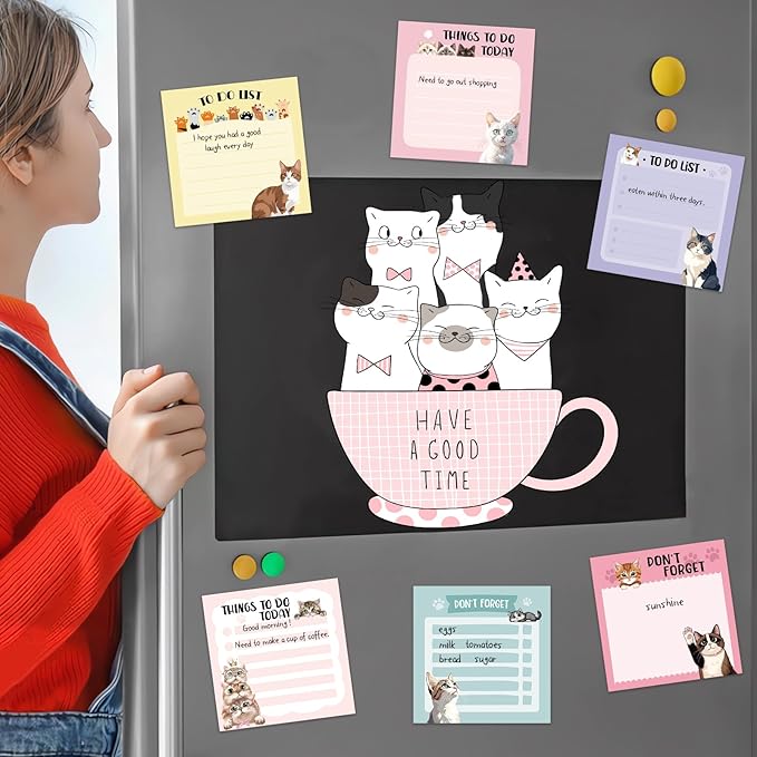 600Pcs Cat Sticky Notes, Funny Cat to Do List Notepad Cat Theme Self Stick Note Pads Cute Cat Memo Pads Kawaii Cartoon Animal Sticky Notes for Cat Lover Office Home School Supplies