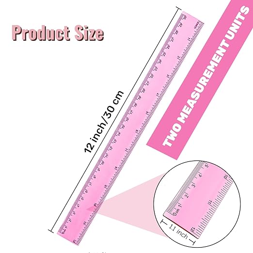 ZOOFOX 110 Pack Plastic Ruler 12 Inch in Bulk, Assorted Color Metric Ruler with Centimeters and Inches, Kids Rulers Bulk for Classroom, Office, Home Supplies