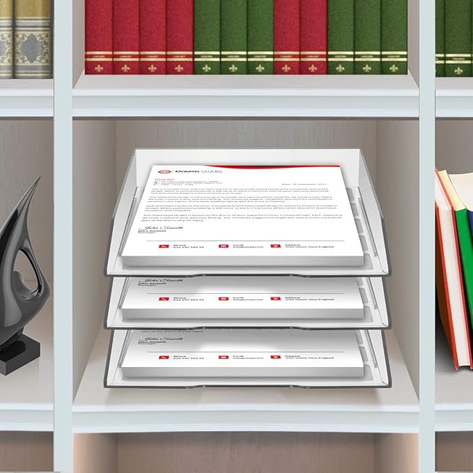 Acrimet Stackable Letter Tray Front Load, Letter Size, Plastic, Clear Crystal Color, 1 Unit