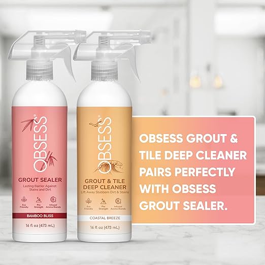 OBSESS Grout Sealer 16 Oz., Clear Grout and Tile Sealer, Natural Finish, Professional Grade, Indoor & Outdoor, Fast Dry and Long Lasting Protection