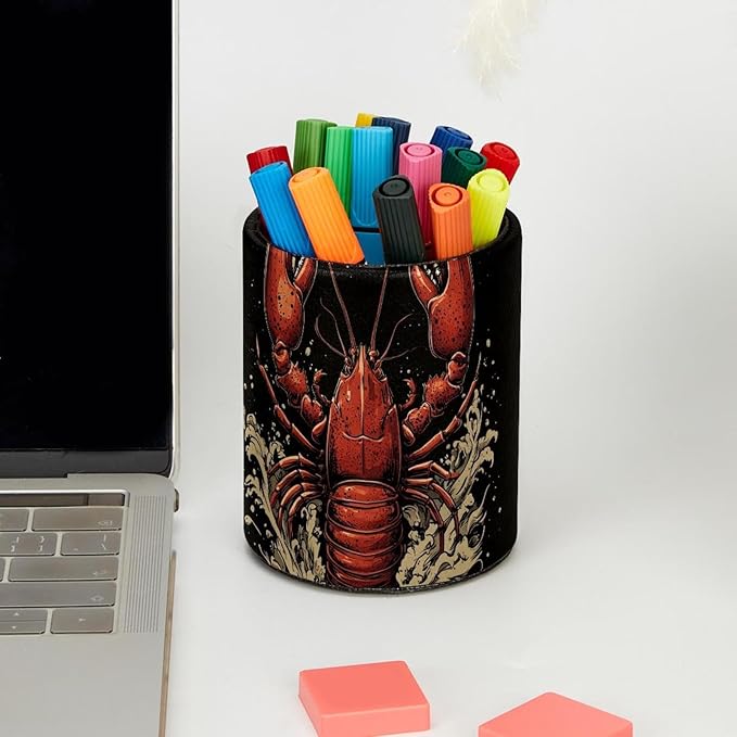 Pen Holder Cup Pencil Cup Holder for Office_Red lobster (2) Desk Organizer