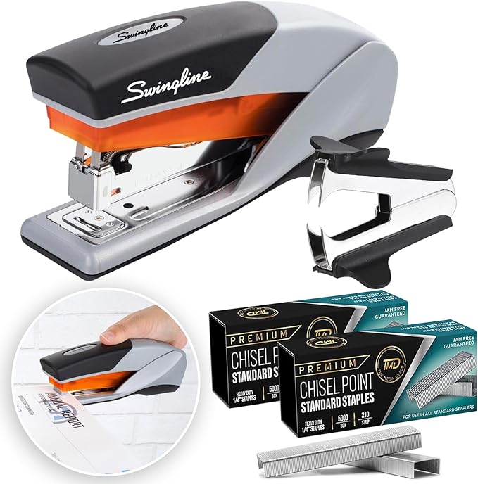 Staplers for Desk, Heavy Duty Stapler 25 Sheet Capacity, with 2 Pk Staples, Staple Remover - Optima 25, Jam Free, Reduced Effort, Soft Grip Stapler for Desk Gift Bundle