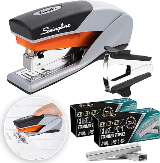 Staplers for Desk, Heavy Duty Stapler 25 Sheet Capacity, with 2 Pk Staples, Staple Remover - Optima 25, Jam Free, Reduced Effort, Soft Grip Stapler for Desk Gift Bundle