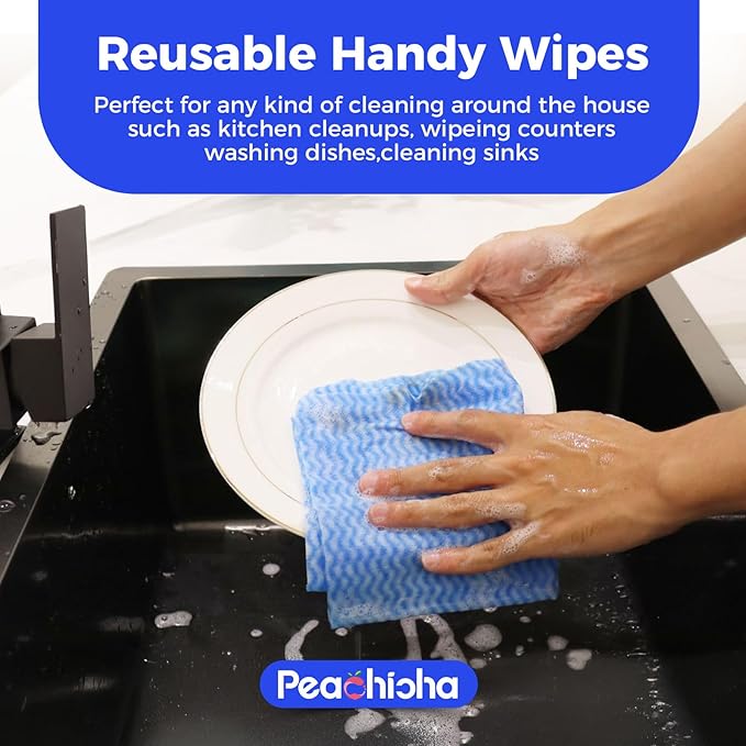 Reusable Cleaning Towels Handi Wipes Reusable Cloths Disposabel Dish Cloths Dish Towels Dry Handy Wipes Big Durable Absoebent 40 Count, Blue