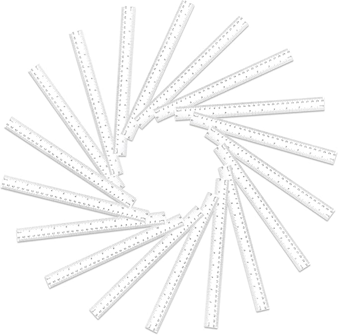 Koogel 40 Packs Clear Plastic Ruler, 12 Inch, Plastic Measuring Tool with Centimeter and Millimeter, Shatterproof Metric Clear Rulers Bulk for Kids, Back to School, Classroom, School, Office, Home