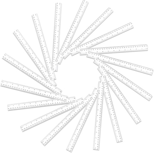 Koogel 40 Packs Clear Plastic Ruler, 12 Inch, Plastic Measuring Tool with Centimeter and Millimeter, Shatterproof Metric Clear Rulers Bulk for Kids, Back to School, Classroom, School, Office, Home