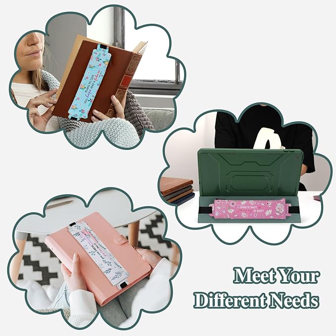 MoKo Elastic Pen Holder for Notebook, 4 Pieces PU Leather Pencil Case with Pocket Adjustable Band, Stationery School Supplies Zipper Bag for Planners, Journals, Book