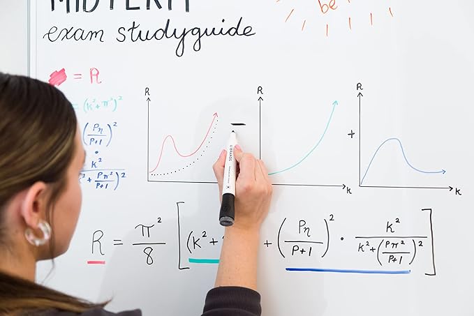 U Brands Fine Tip Dry Erase Markers with Eraser, Whiteboard Markers with Chisel tip, Low Odor, Black, Set of 12