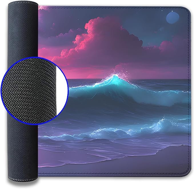 Colorful Clouds Sunset Waves Extended Desk Pad Mouse Pad,Stitched Edges Non-Slip Rubber Base XL Mouse Mat Desk Mat for Office Home Work Mousepad(27.5X11.8 Inch)