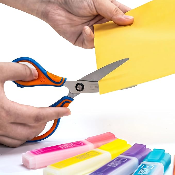 6.5-Inch Kids Scissors for Ages 8-12,pointed tip child scissors, Three Color Handles, Craft Cutting Tool