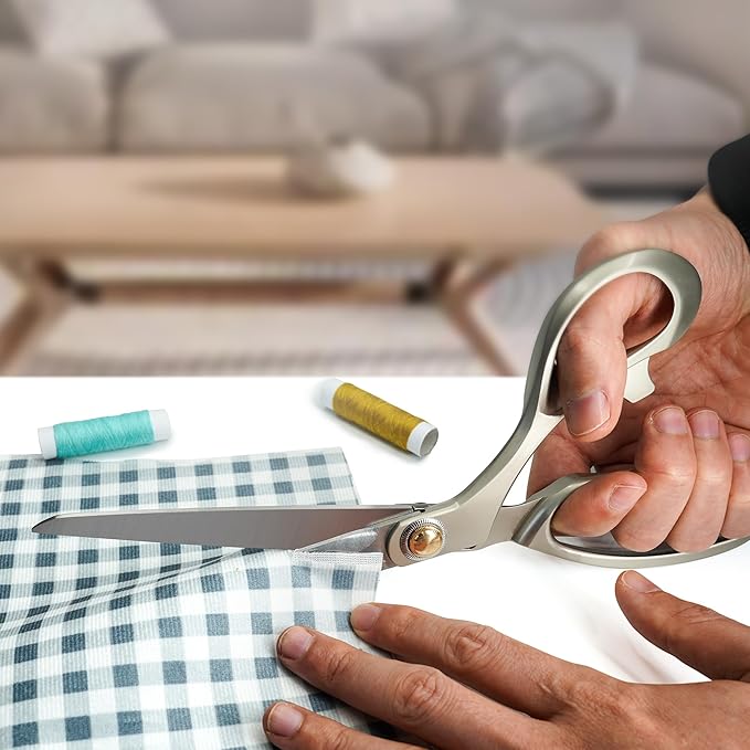 9.5 Inch Sewing Scissors,Heavy Duty Tailor Scissors Shears Ultra Sharp Fabric Scissor Comfort Grip Household Scissor for Cutting Fabric, Leather Raw Materials（Silver）