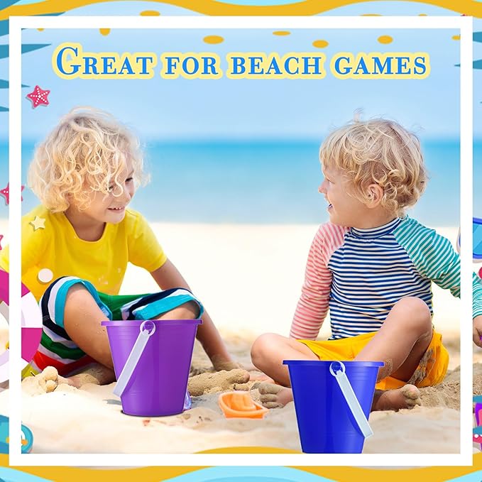 Sratte 30 Sets 4.7" Sand Buckets and Shovels Bulk Summer Beach Bucket Pack Plastic Beach Pails Sand Toys for Summer Pool Party Favors