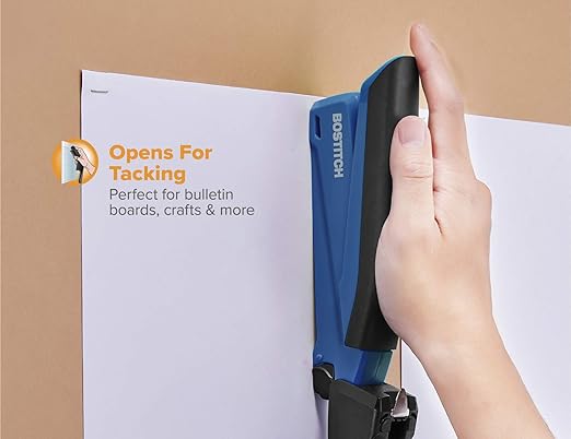 Bostitch Office Executive 3 in 1 Stapler, Includes 210 Staples and Integrated Staple Remover, One Finger Stapling, No Effort, 20 Sheet Capacity, Spring Powered Stapler, Navy Blue