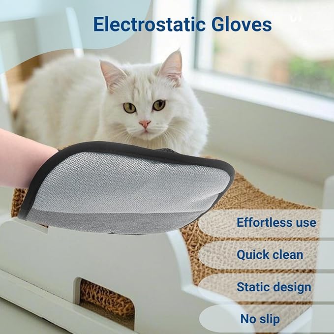 Cresova 5-Pack Pet Hair Removal Gloves,Electrostatic Pet Hair Remover Tool,Dog Hair Remover Furniture Reusable & Washable Grooming Mitts,Lint & Fur Remover for Clothes, Carpets, Car Seats