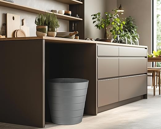 Small Trash Can (2.1 Gallons), Dorm Trash Can, Heavy Duty Dust Bin, Mini Garbage Can for Bedroom (Pack Of 3), Plastic Wastebasket, Bathroom Wastebasket (Grey) Round paper Trashcan, Office Trash Bin