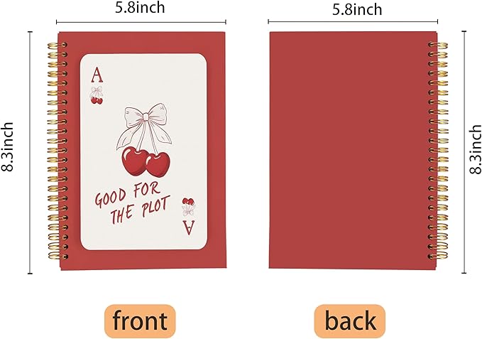 Coquette Red Bow Cherry Notebook Journal, Preppy Aesthetic Journal Notebook for Note Taking Work, Girly Notebook, Preppy Gifts For Women, Red Office Supplies, Spiral Notebook 5.5x8.3inch