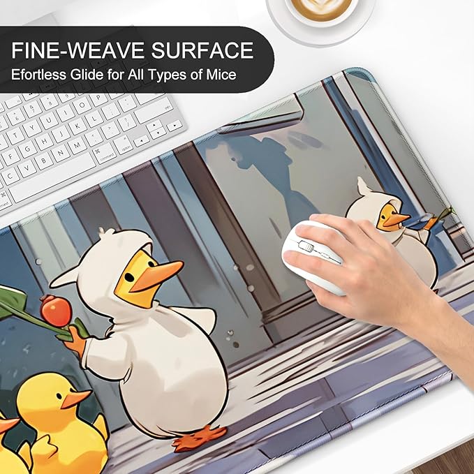 Auhoahsil Desk Mat, Ultra Large Mouse Pad, XXL Gaming Mousepad, Pretty Desk Pad, Big Extended Full Size Desktop Desk Matt for Keyboard, Laptop & Computer, 35.5 x 15.7 in, Anime Cute Ducks