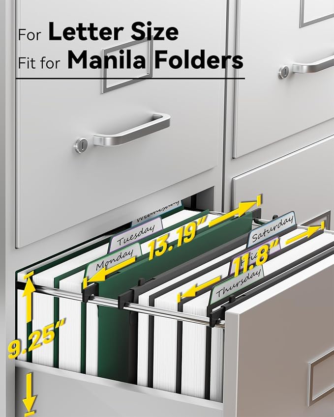 Ansook Plastic Large Capacity Hanging File Folders Letter Size,Heavy Duty 4" Expandable File Folder with Movable Dividers,6 Pack File Cabinet Folders with Tabs,Hanging Folder Organizer for Home Office