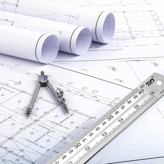 ZZTX Metal Straight Edge Ruler Set - Stainless Steel, 6 Inch, Bulk 2 Pack