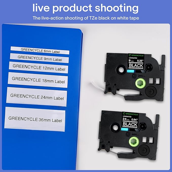 GREENCYCLE 3 Pack Compatible for Ptouch TZe-345 Aze-345 TZ-345 AZE Tape 18mm 0.7''Laminated White on Black Laminated Label Tape for PT-2730 PTD400AD PT-D450 PTD600 PTP700 PTP710BT Label Maker