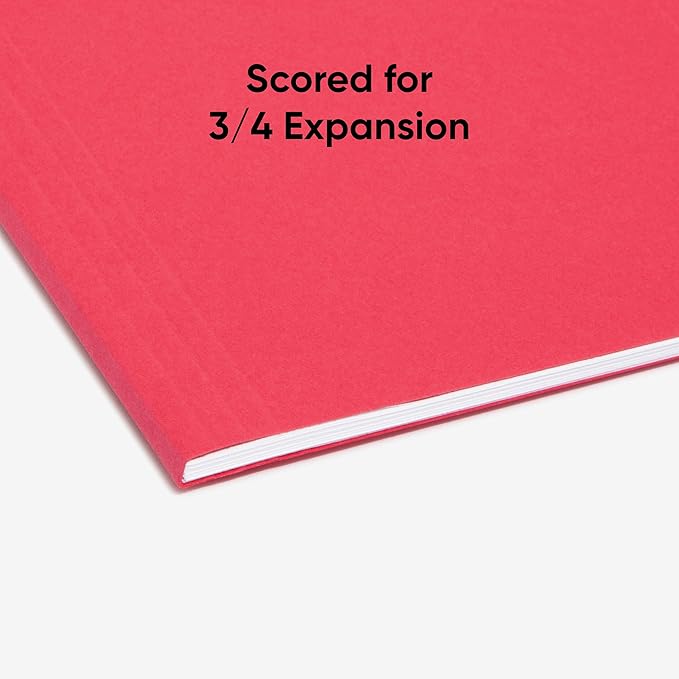 Smead Standard Hanging File Folders, 25 Count, Red, 1/5-Cut Adjustable Tabs, Letter Size (64067)