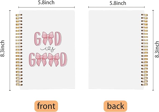 Christian Notebook Journal, Pink Bow Coquette Preppy Notebook, Christian Gifts for Women Faith, Faith Based Gifts, Bible Journal Notebooks for Note Taking, Spiral Notebook 5.5x8.3 Inch