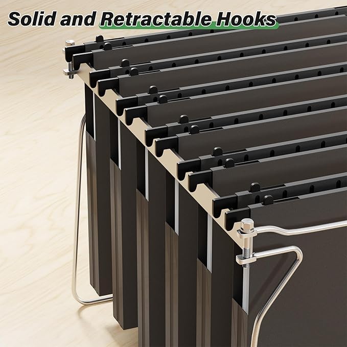 Ansook Extra Capacity Plastic Hanging File Folders,1" Expanding Accordian Pocket,Heavy Duty for Filing Cabinet, Hard and Durable Hang Folders,Insertable Tabs,Letter Size,Black- 12 Pack