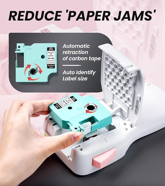 Vixic Pink Label Maker, Rechargeable Label Makers with Keyboard, Handheld Label Maker Machine with Bluetooth Backlit Large Display LM1600, Portable Labeler for Home & Office Organization School Kids