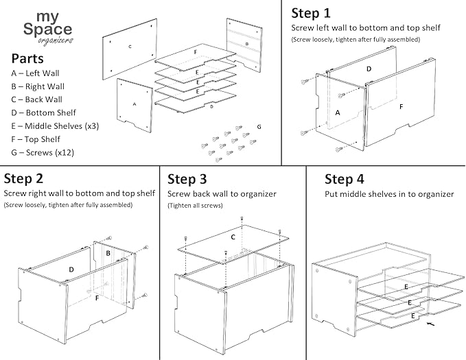 File Paper Organizer Letter Tray For Desk Office Supplies Folder Accessories Storage, Clear Acrylic, For Home School Desktop Organization
