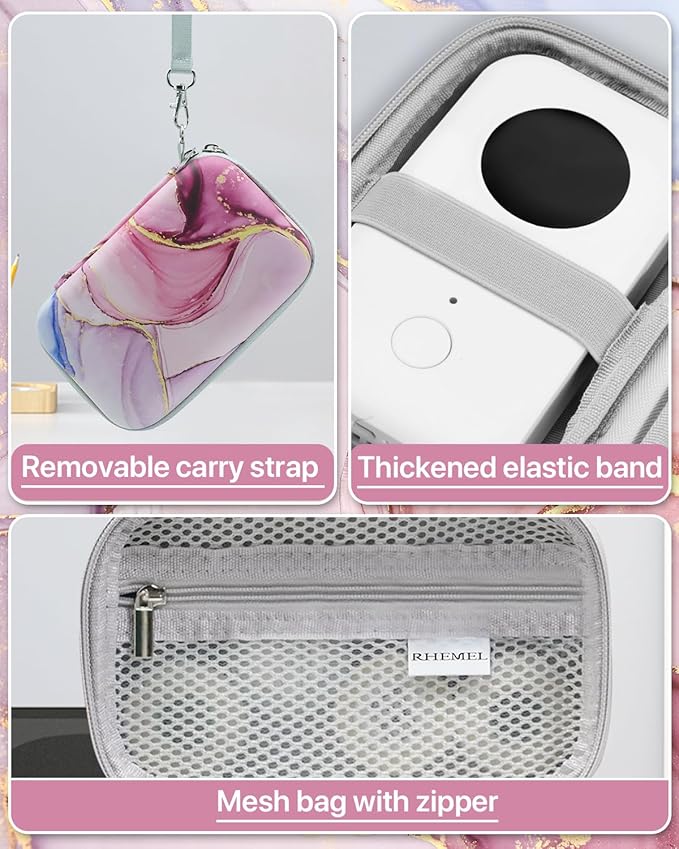 Label Maker Case for Label Maker Machine, EVA Travel Case with Designed Pattern, Compatible with D30, P21, E10, D110 Label Maker (Box Only), Pink Glow