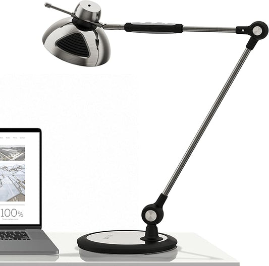 OTUS LED Desk Lamp for Home Office with Gesture Control | Eye-Caring Desk Light 1500 Lux, 12 Brightness & 3 Color | Architect Desk Lamp with Adjustable Swing Arm | Table Light for Work, Study, Reading