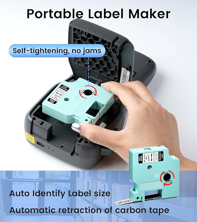 Vixic Label Maker Machine with-Tape, Rechargeable Label Makers Portable with Keyboard, LM1600 Heat Shrink Label Maker Waterproof-Labels, Cable Wire LabelMaker Labeler for Industrial Office Network