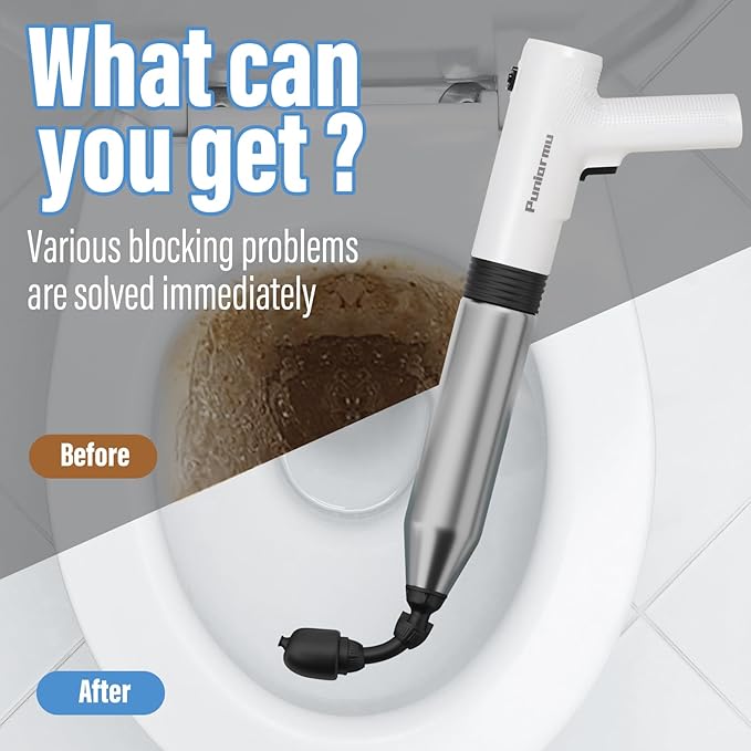 Puniarmu Electric Toilet Plunger,Unclog In One Shot,Remover For Bathroom,Kitchen Pipes Clog,High Pressure Air Plungers For Bathroom Heavy Duty