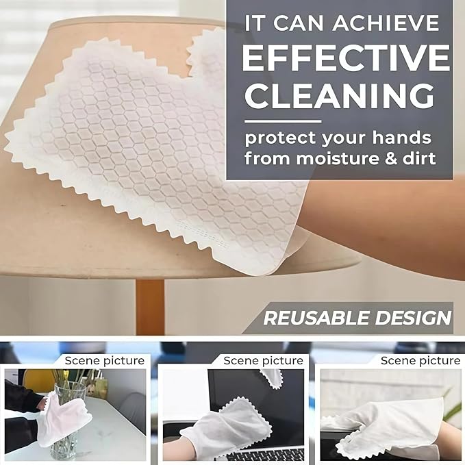 120 Pieces Multi-Purpose Washable Dusting Gloves, Microfiber Gloves for Plants, Disposable Duster Sleeves for Cleaning (60pc)