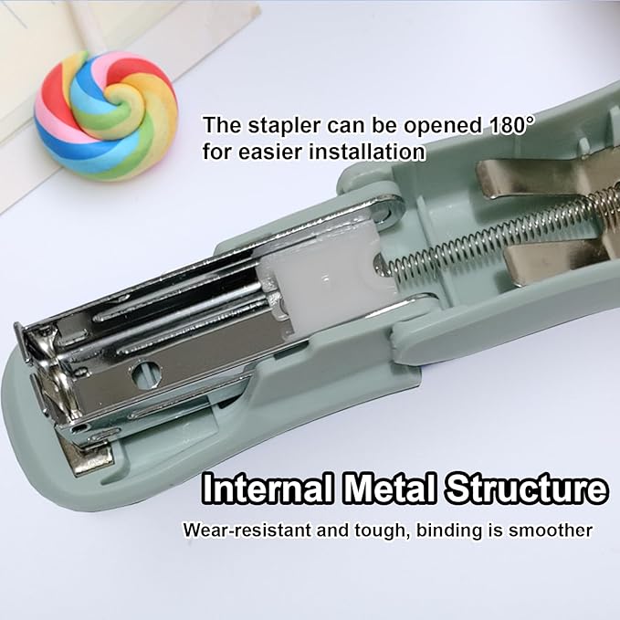 Mini Stapler with Staples & Remover, 25 Sheet Capacity, 2800 Standard Staples, Cute Pink & Green