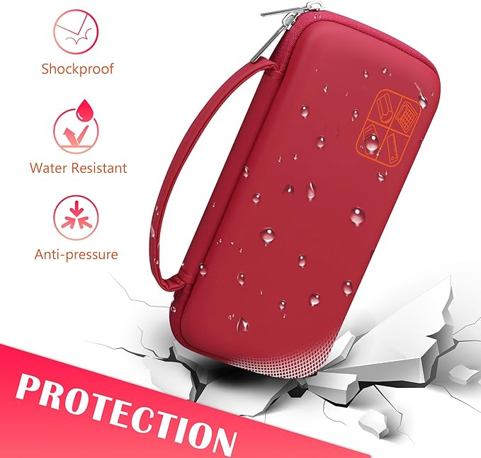 BOVKE Hard Travel Case for Texas Instruments TI-84 Plus CE/TI-84 Plus/TI-83 Plus CE/TI-83 Plus/Casio fx-9750GIII Graphing Calculator, Mesh Pocket for USB Cables, Manual, Pens, Accessories, Red