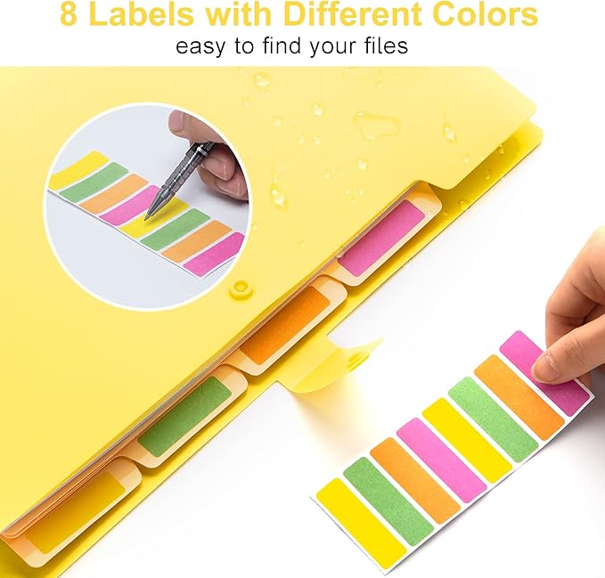 Forvencer Accordion File Organizer, Letter Size, 5 Pocket Expanding File Folder, Cute File Folder with Labels, Portable File Organizer for School Office Supplies, Folders for Documents, Banana