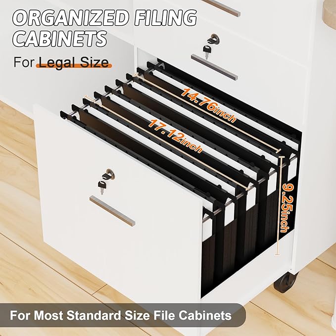 Plastic Legal Size Hanging File Folders,Heavy Duty 1 Inch Expansion,12 Pack Reinforced Black Legal Hanging Folders Expandable,Adjustable Tabs,File Cabinet Folders for Bulky Files