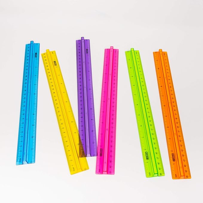 BAZIC Plastic Ruler 12" (30cm) w/Handle Grip, Inches Centimeter Metric Measuring Drafting Rulers, 288-Packs