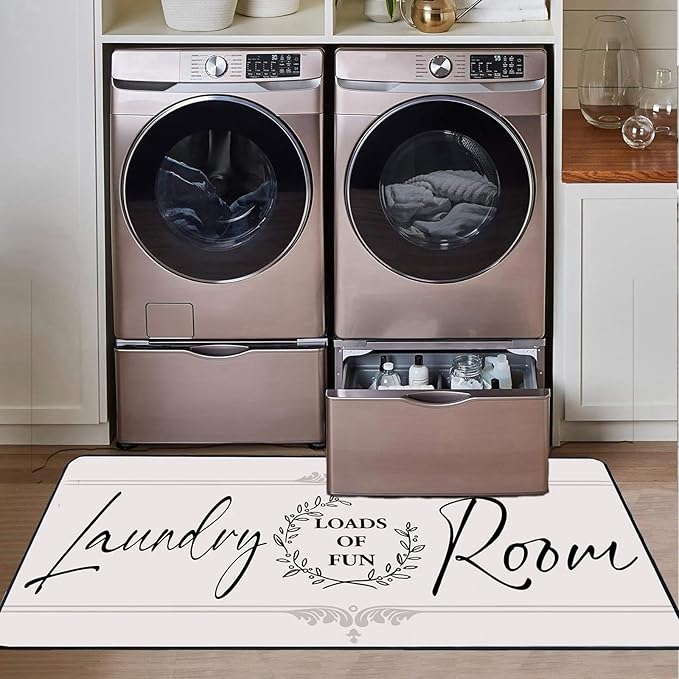 Laundry Room Rug Runner 20"X59" Non Slip Farmhouse Mats Organization and Washable Floor Long Rugs for Laundry Room Accessories Mudroom Kitchen Bathroom Area Rugs Decor
