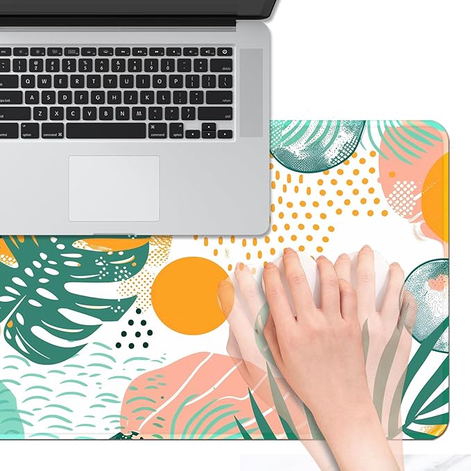 Tropical Leaves Large Mousepad 31.5 x 15.7 inch, XXL Waterproof Desk Mat Gaming Mouse Pad, Aesthetic Flowers Desktop Mat, Laptop Pad, Computer Writing Mat for Home Office Desk Decor