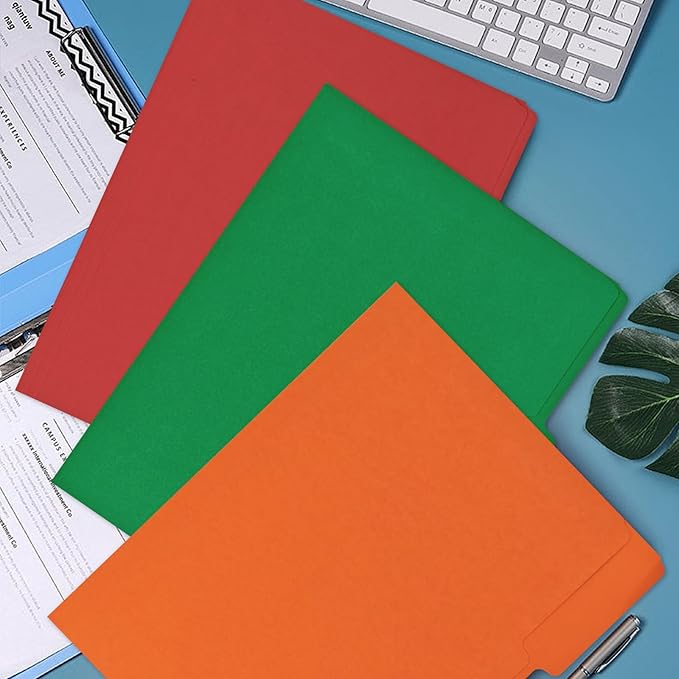 12Pcs Colored File Folders Letter Size Manilla File Folders with 1/3-cut Tabs Decorative File Pockets for Office School Business Home Organizer (12, Rainbow Color)