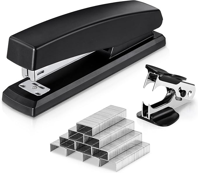 Deli Stapler, Desktop Stapler, Office Staplers, 25 Sheet Capacity, Includes 1000 Staples and Staple Remover, Black