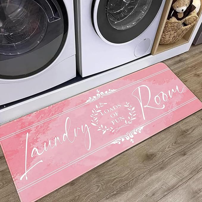 Laundry Room Rug Runner 20"X47" Non Slip Farmhouse Mats Organization and Washable Floor Long Rugs for Laundry Room Accessories Mudroom Kitchen Bathroom Area Rugs Decor