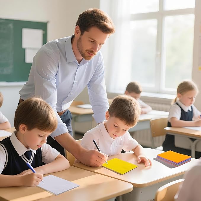 8 Pack Lined Sticky Notes 4x6 in Ruled Stickies Super Sticking Power Memo Pads Bright Colors, 240 Sheets Strong Adhesive Lined Sticky Notes, Eucalyptus & Mint Scented Post it Notes- Teacher Supplies