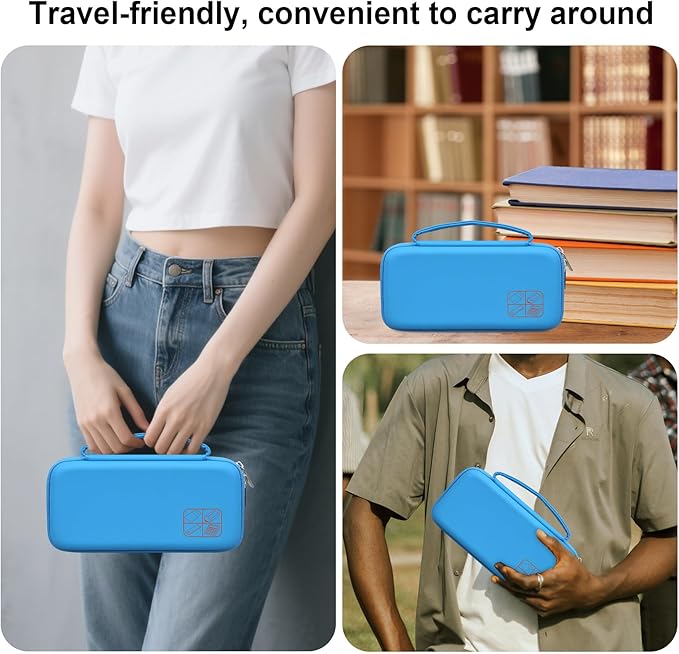 BOVKE Hard Travel Case for Texas Instruments TI-84 Plus CE/TI-84 Plus/TI-83 Plus CE/TI-83 Plus/Casio fx-9750GIII Graphing Calculator, Mesh Pocket for USB Cables, Manual, Pens, Accessories, Blue